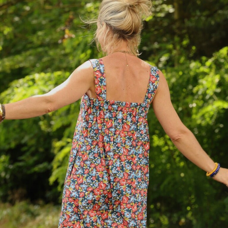 Quintessence - Robe Sybille — Coton lavé Fleurs de juin – XXL