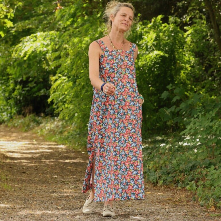 Quintessence - Robe Sybille — Coton lavé Fleurs de juin – XXL