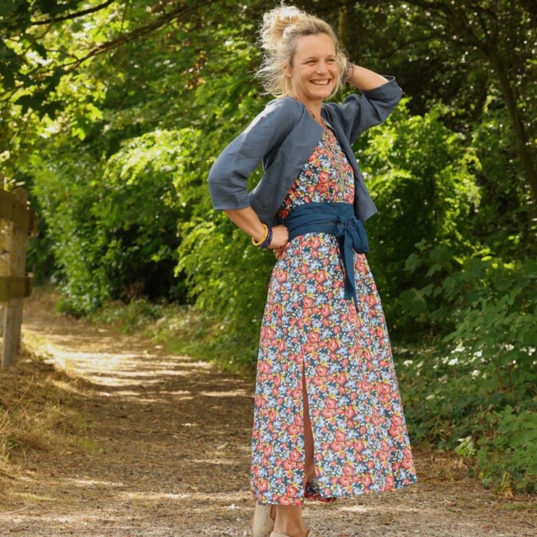 Quintessence - Robe Sybille — Coton lavé Fleurs de juin – XXL