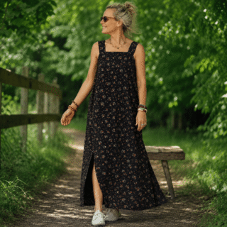Quintessence - Robe Sybille — Coton lavé Herbier point de croix