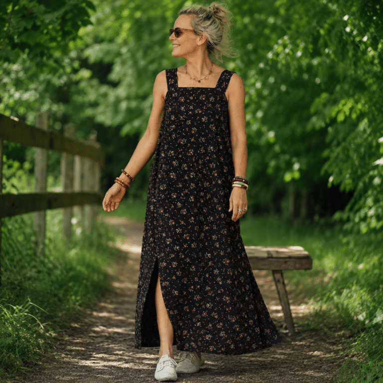 Quintessence - Robe Sybille — Coton lavé Herbier point de croix – S