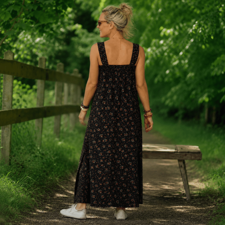 Quintessence - Robe Sybille — Coton lavé Herbier point de croix – S