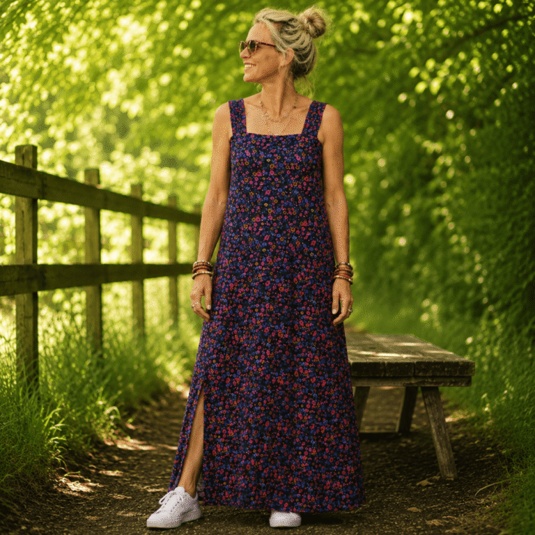 Quintessence - Robe Sybille — Coton lavé Jardin romantique – XXL