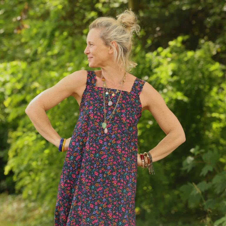 Quintessence - Robe Sybille — Coton lavé Jardin romantique – XXL