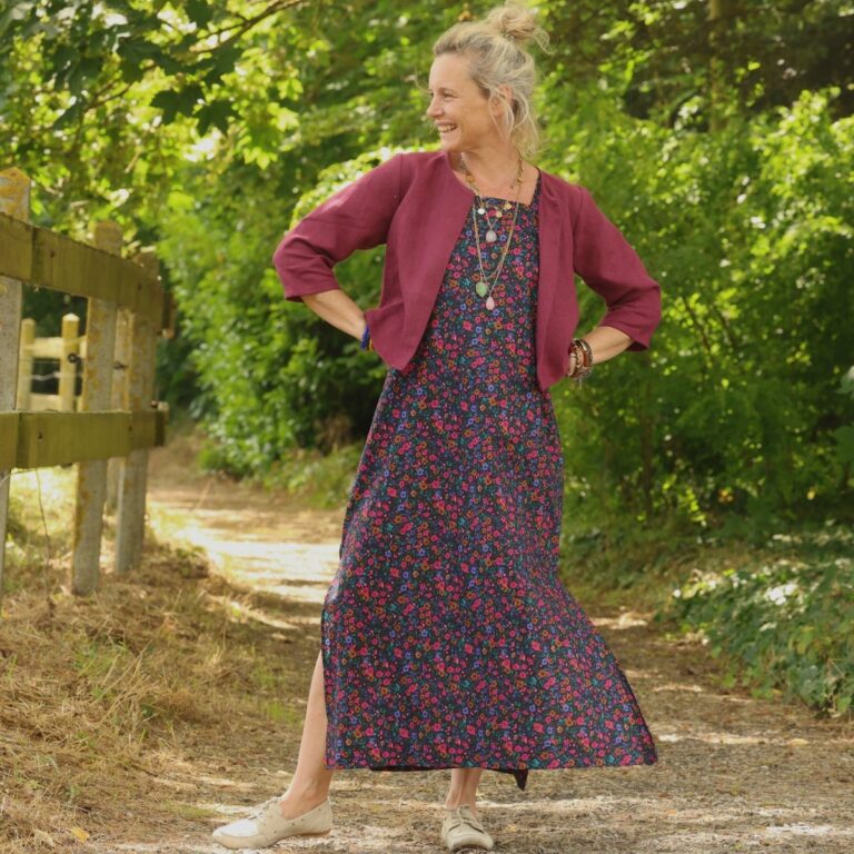 Quintessence - Robe Sybille — Coton lavé Jardin romantique – XXL