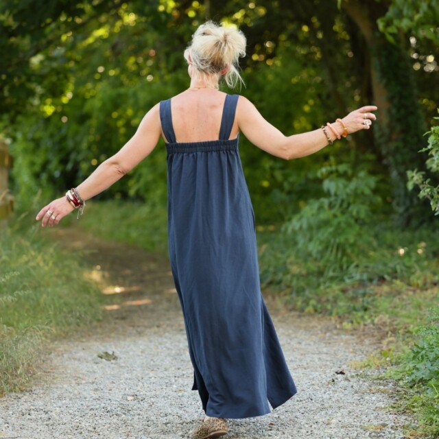 Quintessence - Robe Sybille — Viscose-lin bleu marine – XXL