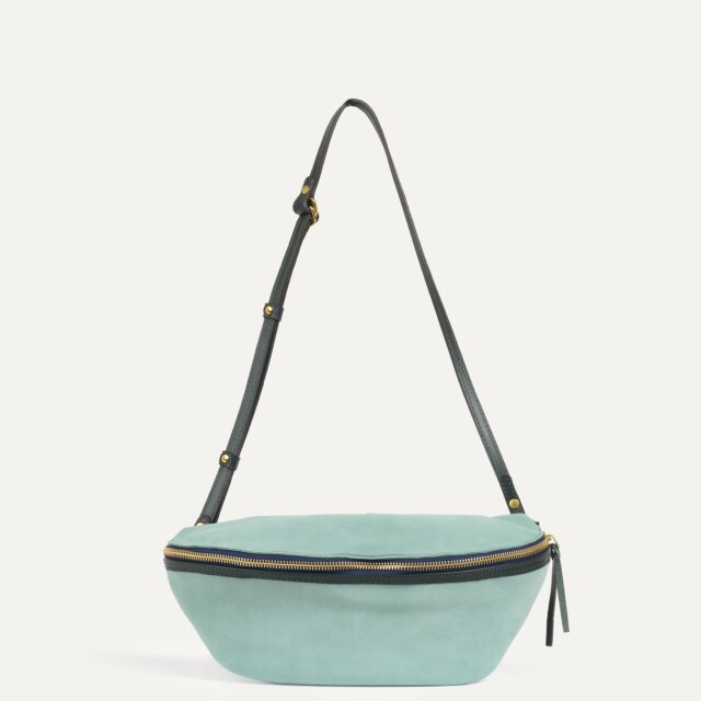 Sac banane Bea / Cuir Velours – Vert jade par la marque Bleu de Chauffe Bleu de Chauffe - Sac banane Bea / Cuir Velours – Vert jade