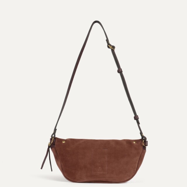 Bleu De Chauffe - Sac banane Bea / Cuir Velours - Marron Rubis