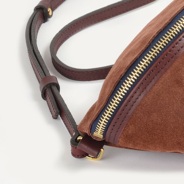 Bleu De Chauffe - Sac banane Bea / Cuir Velours - Marron Rubis