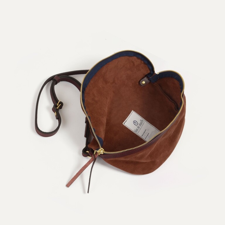 Bleu De Chauffe - Sac banane Bea / Cuir Velours - Marron Rubis