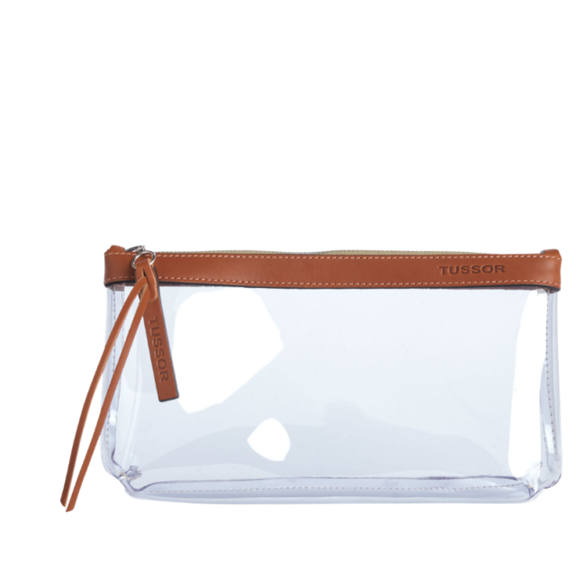 Trousse PVC et cuir Gold Large par la marque TUSSOR TUSSOR - Trousse PVC et cuir Gold Large