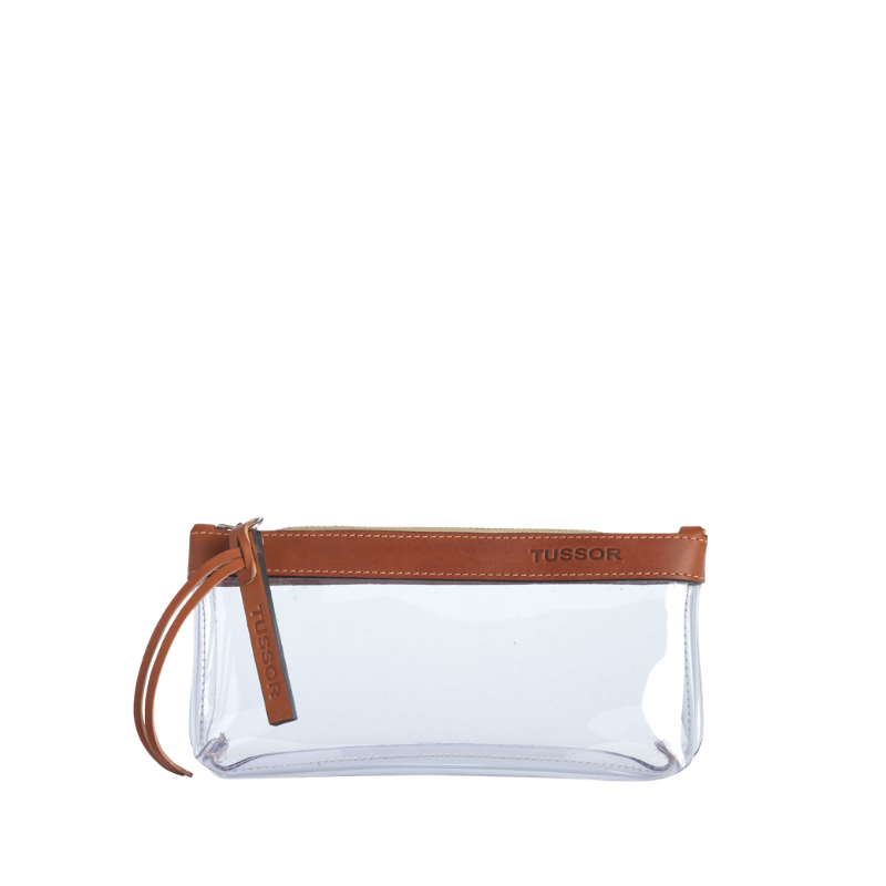 trousse pochette pvc et cuir gold medium 1 6a1319e0d6c59423763195 TUSSOR - Trousse PVC et cuir Gold Médium1