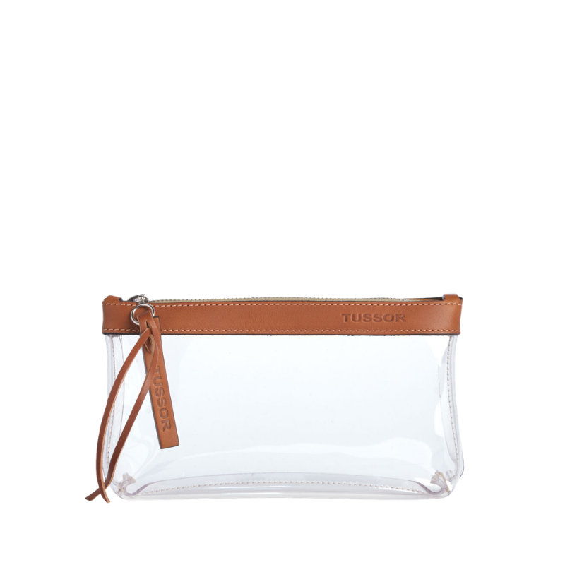 trousse pochette pvc et cuir gold medium 2 6a131a0f32f97725115184 TUSSOR - Trousse PVC et cuir Gold Médium2