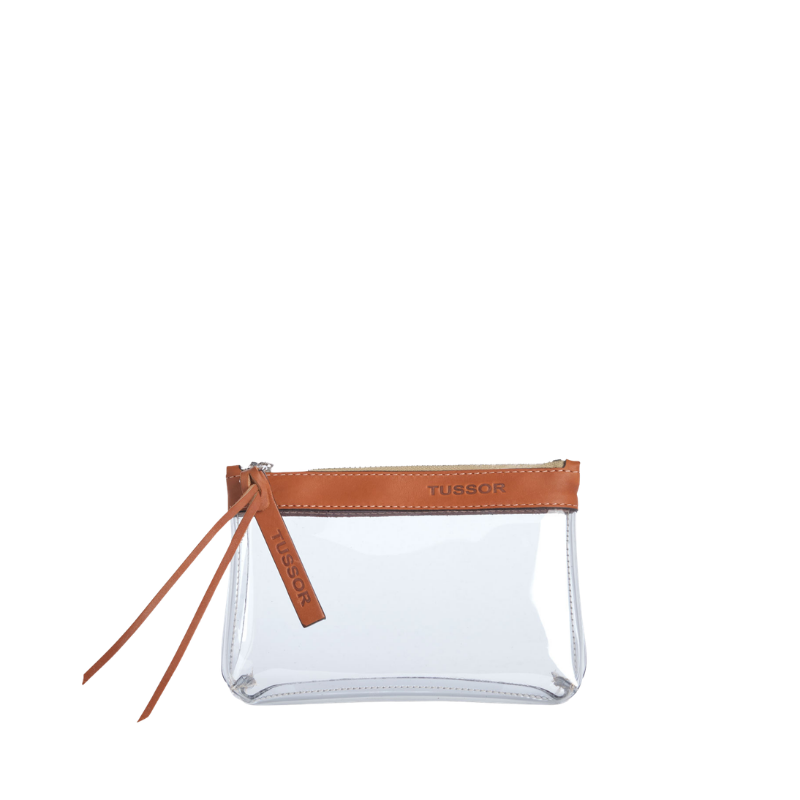 trousse pochette pvc et cuir gold small 6a131a4bd7d7f167165691 TUSSOR - Trousse PVC et cuir Gold Small