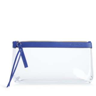 TUSSOR - Trousse PVC et cuir Bleu cobalt Large