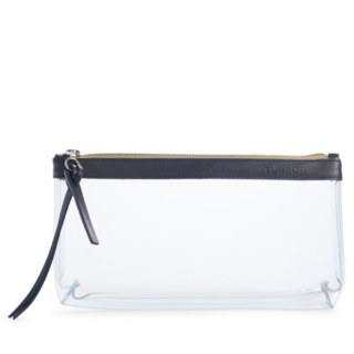TUSSOR - Trousse PVC et cuir Bleu nuit Large