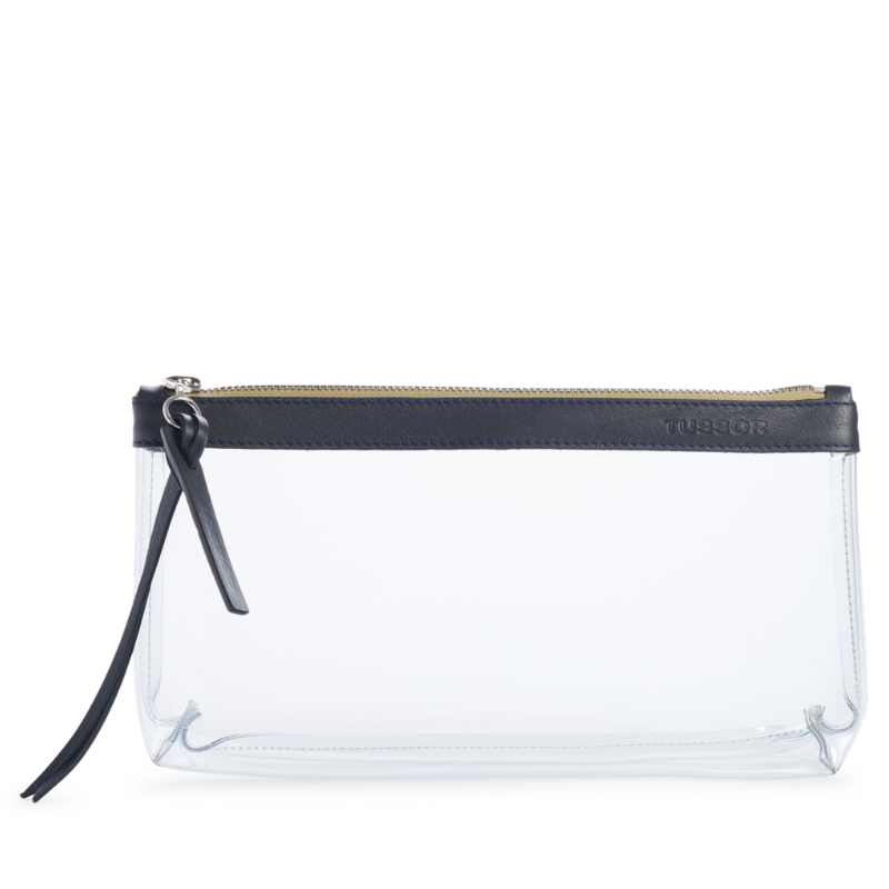 trousse pochette pvc et cuir l bleu nuit 6a1317eebbf90321899244 TUSSOR - Trousse PVC et cuir Bleu nuit Large