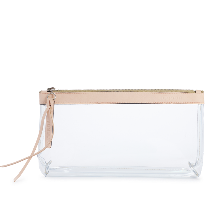 trousse pochette pvc et cuir l poudre 6a131b095d799558616321 TUSSOR - Trousse PVC et cuir Poudré Large
