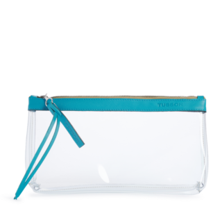 TUSSOR - Trousse PVC et cuir Turquoise Large