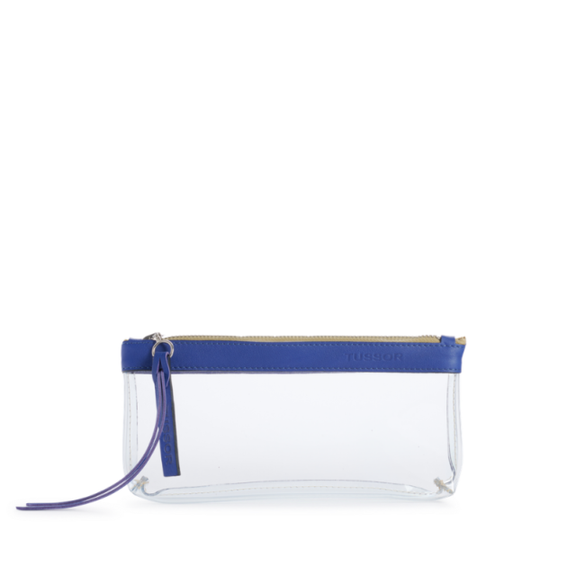 Trousse PVC et cuir Bleu cobalt Médium1 par la marque TUSSOR TUSSOR - Trousse PVC et cuir Bleu cobalt Médium1