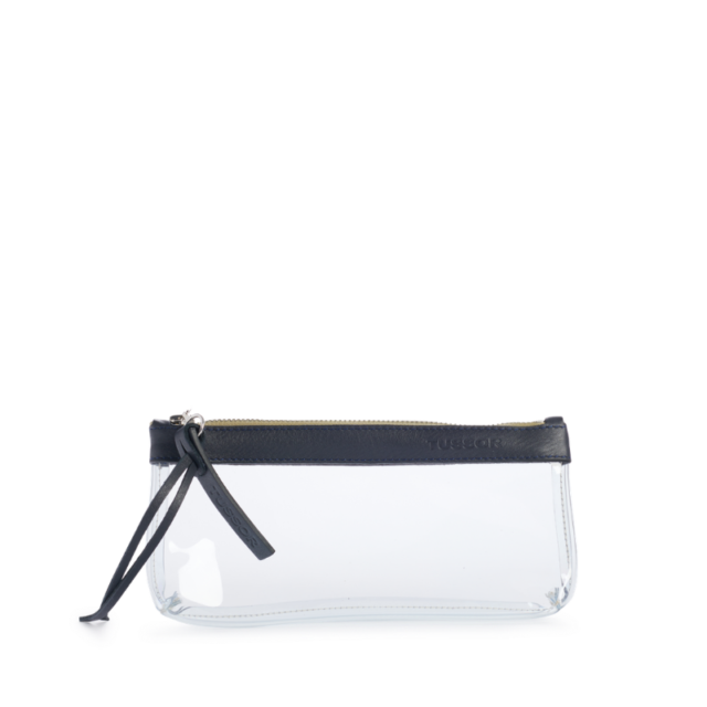 Trousse PVC et cuir Bleu nuit Médium1 par la marque TUSSOR TUSSOR - Trousse PVC et cuir Bleu nuit Médium1