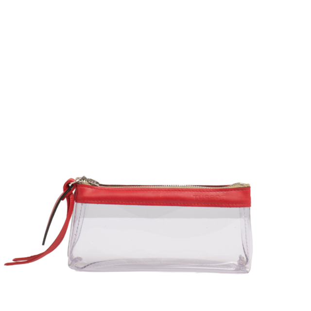 Trousse PVC et cuir Rouge Médium1 par la marque TUSSOR TUSSOR - Trousse PVC et cuir Rouge Médium1