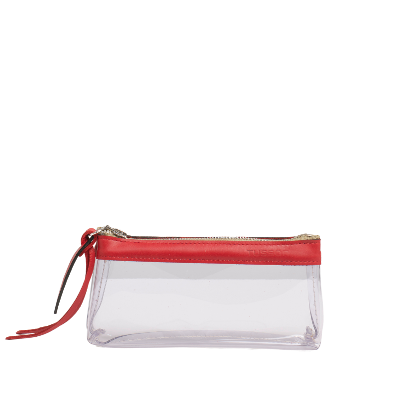 trousse pochette pvc et cuir medium1 rouge 6a131cb1d2ed9919529704 TUSSOR - Trousse PVC et cuir Rouge Médium1