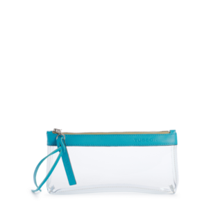 Trousse PVC et cuir Turquoise Médium1 par la marque TUSSOR TUSSOR - Trousse PVC et cuir Turquoise Médium1