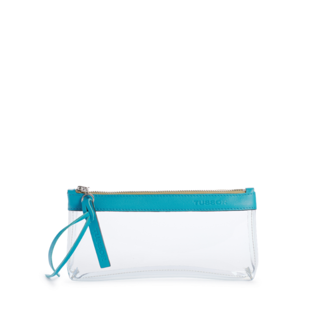Trousse PVC et cuir Turquoise Médium1 par la marque TUSSOR TUSSOR - Trousse PVC et cuir Turquoise Médium1