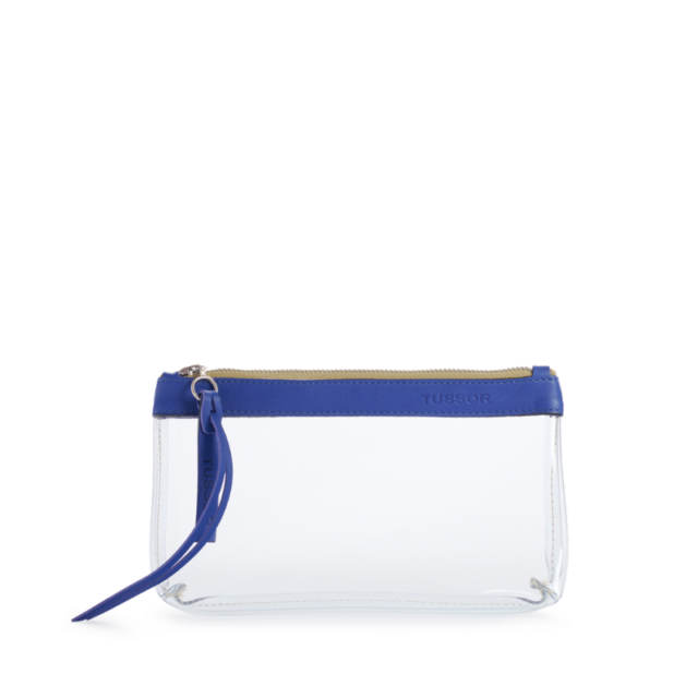 TUSSOR - Trousse PVC et cuir Bleu cobalt Médium2
