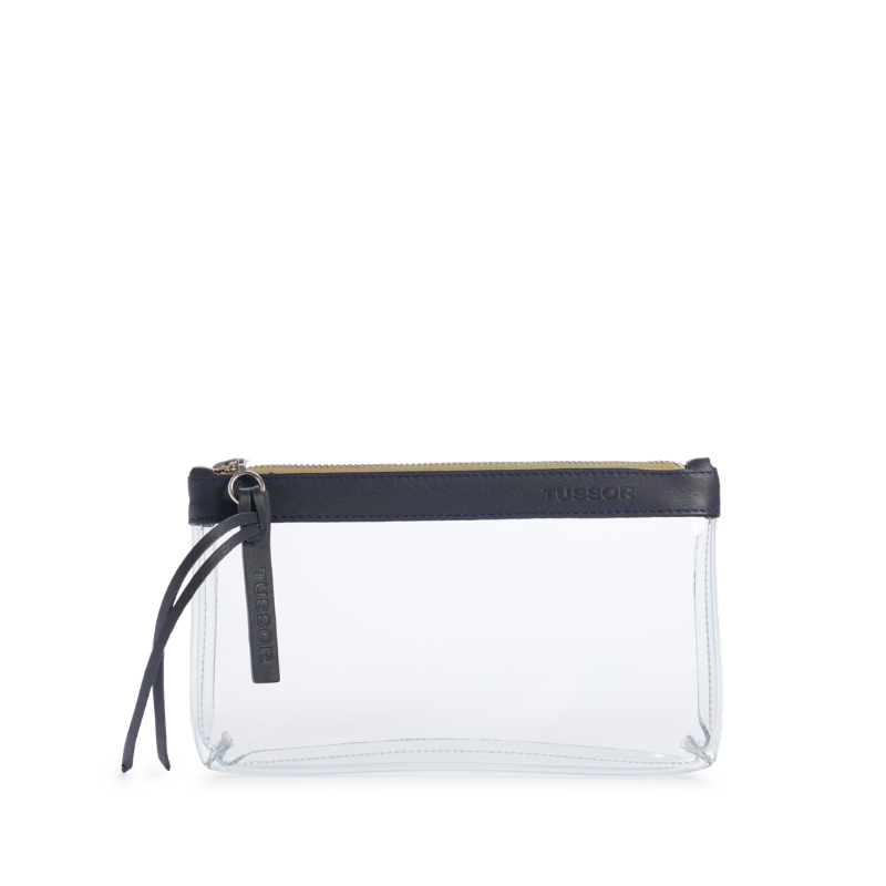 trousse pochette pvc et cuir medium2 bleu nuit 6a131797df49d041575982 TUSSOR - Trousse PVC et cuir Bleu nuit Médium2