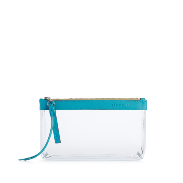 Trousse PVC et cuir Turquoise Médium2 par la marque TUSSOR TUSSOR - Trousse PVC et cuir Turquoise Médium2