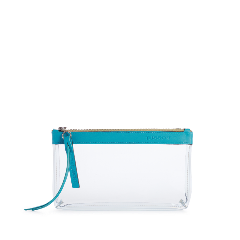 trousse pochette pvc et cuir medium2 turquoise 6a13158835f24563291149 TUSSOR - Trousse PVC et cuir Turquoise Médium2