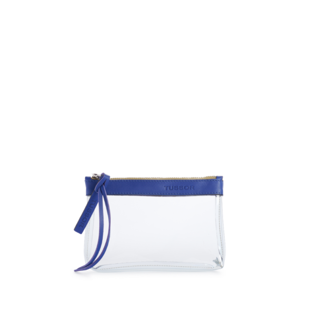 Trousse PVC et cuir Bleu cobalt Small par la marque TUSSOR TUSSOR - Trousse PVC et cuir Bleu cobalt Small