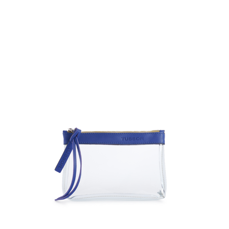 trousse pochette pvc et cuir small bleu cobalt 6a1319a6616c6918472347 TUSSOR - Trousse PVC et cuir Bleu cobalt Small