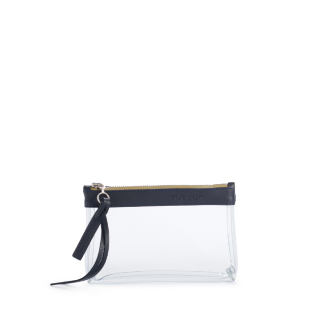 Trousse PVC et cuir Bleu nuit Small par la marque TUSSOR TUSSOR - Trousse PVC et cuir Bleu nuit Small