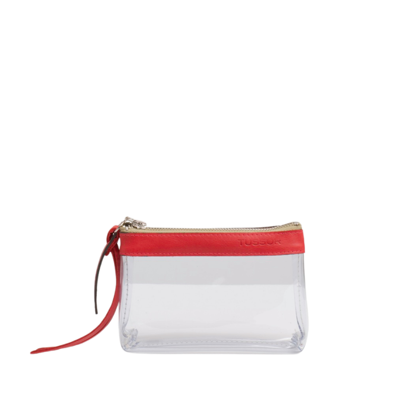 trousse pochette pvc et cuir small rouge 6a131c9b082cc118892658 TUSSOR - Trousse PVC et cuir Rouge Small