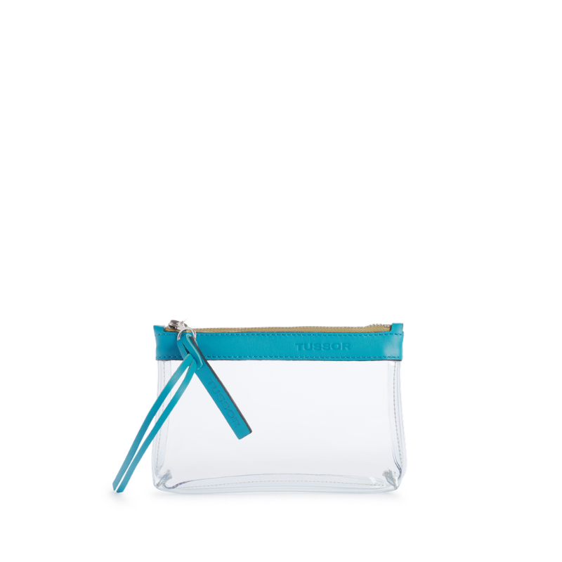trousse pochette pvc et cuir small turquoise 6a13153ec4a51820482485 TUSSOR - Trousse PVC et cuir Turquoise Small