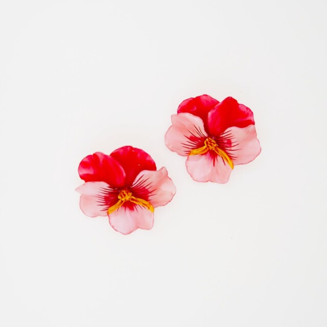 Ciléa Bijoux - Boucle d'oreille courte Pensée viola - Grand – Rouge / Clips