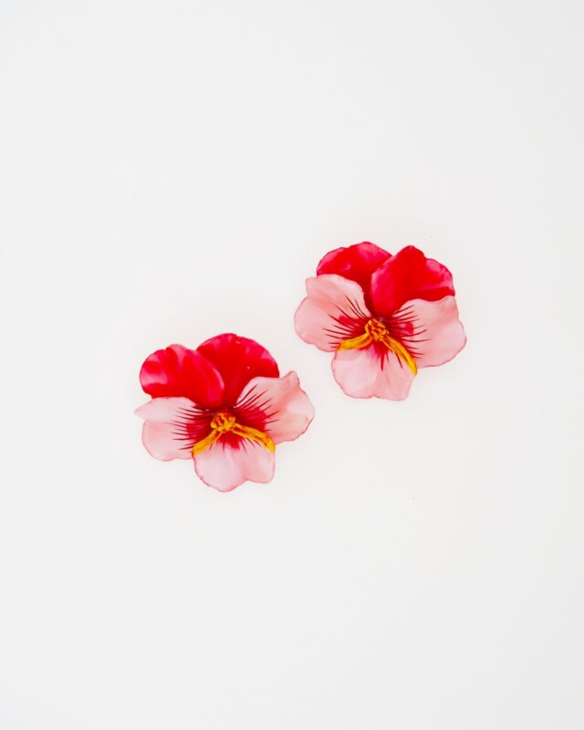 Ciléa Bijoux - Boucle d'oreille courte Pensée viola - Grand – Rouge / Clips
