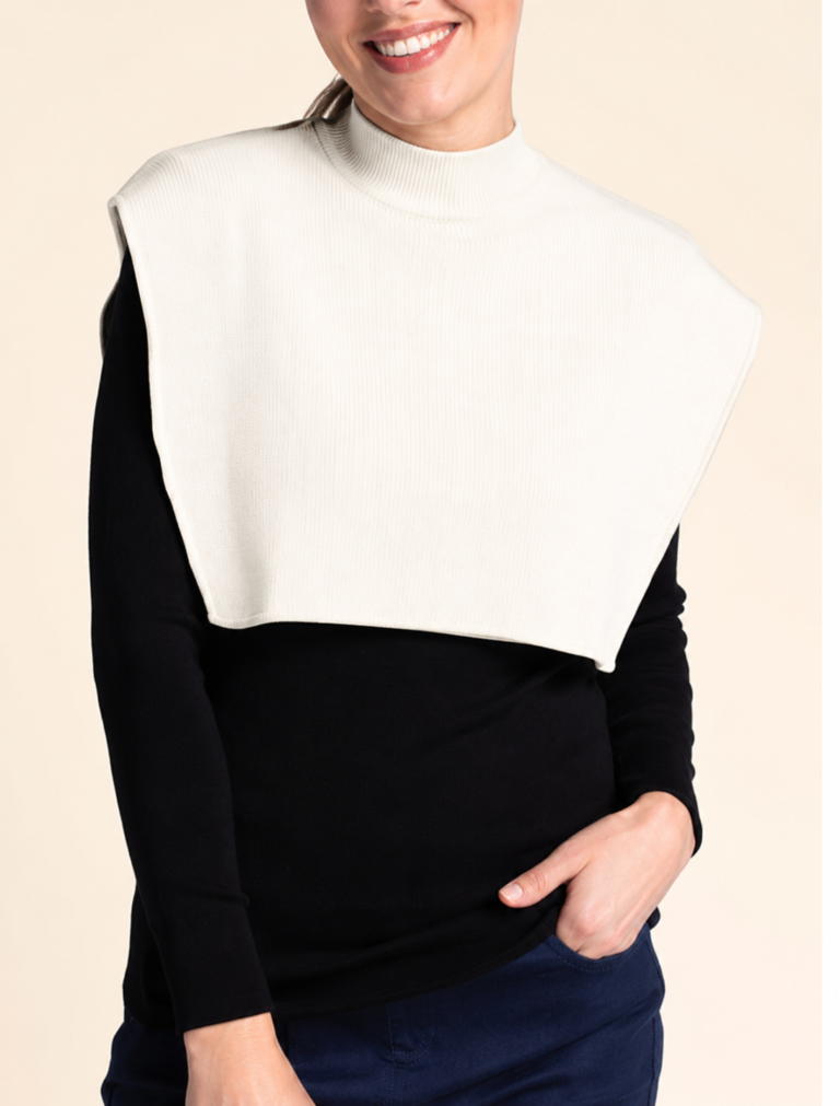 Maison-solfin - Col plastron mixte laine mérinos blanc naturel – U