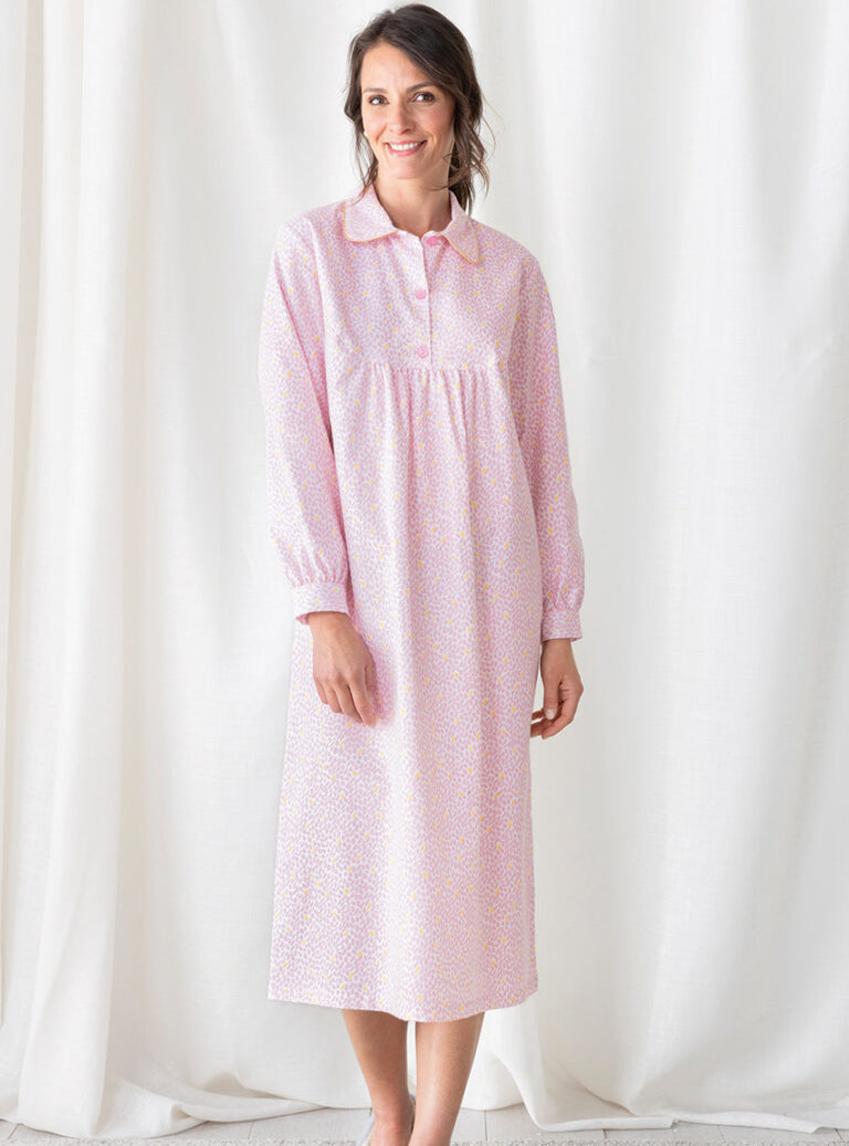 Maison-solfin - Chemise de nuit femme imprimés fleuris en coton laurier rose – 5
