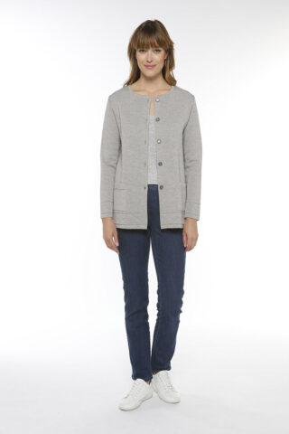 MAISON SOLFIN - Veste longue en laine – BEIGE CHINE