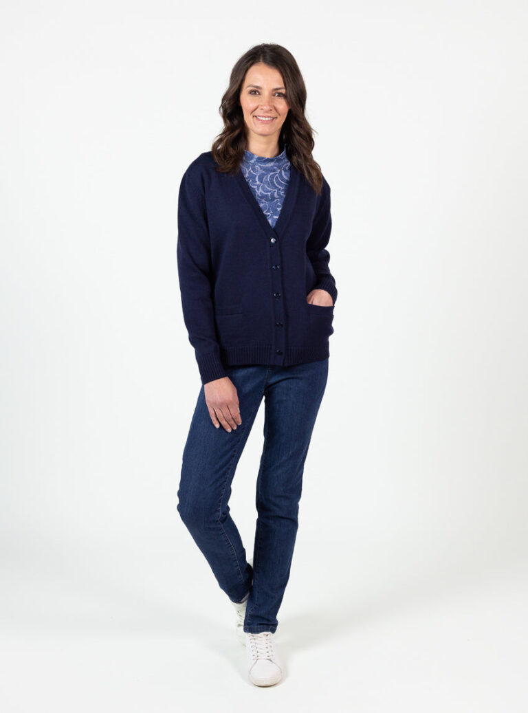 Maison-solfin - Gilet femme en laine mérinos bleu marine – 50