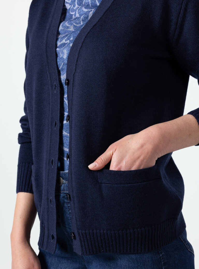 Maison-solfin - Gilet femme en laine mérinos bleu marine – 50
