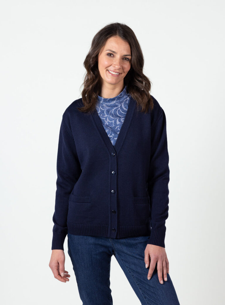 Maison-solfin - Gilet femme en laine mérinos bleu marine – 50