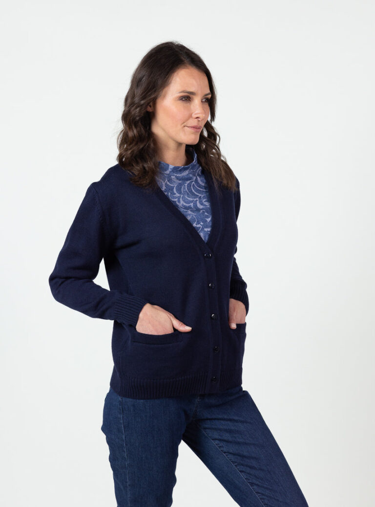 Maison-solfin - Gilet femme en laine mérinos bleu marine – 50