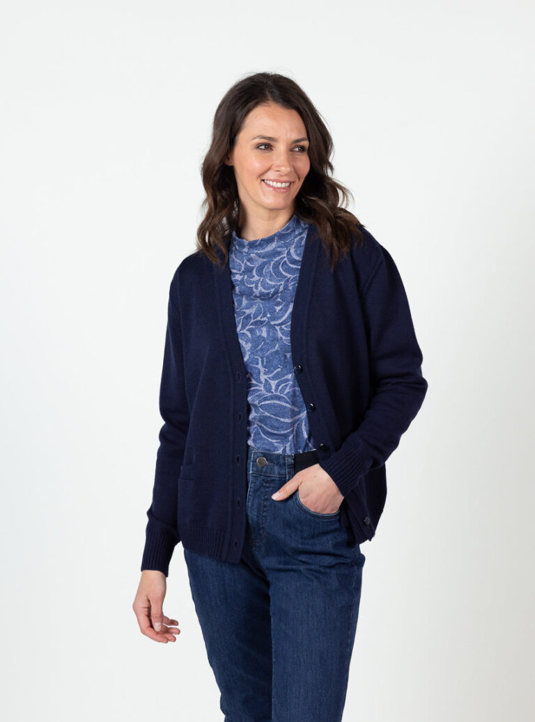 Maison-solfin - Gilet femme en laine mérinos bleu marine – 50