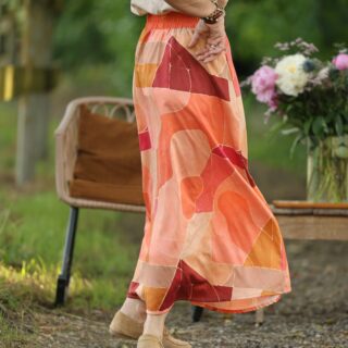 Quintessence - Jupe Tao — Satin de coton Dune Rose