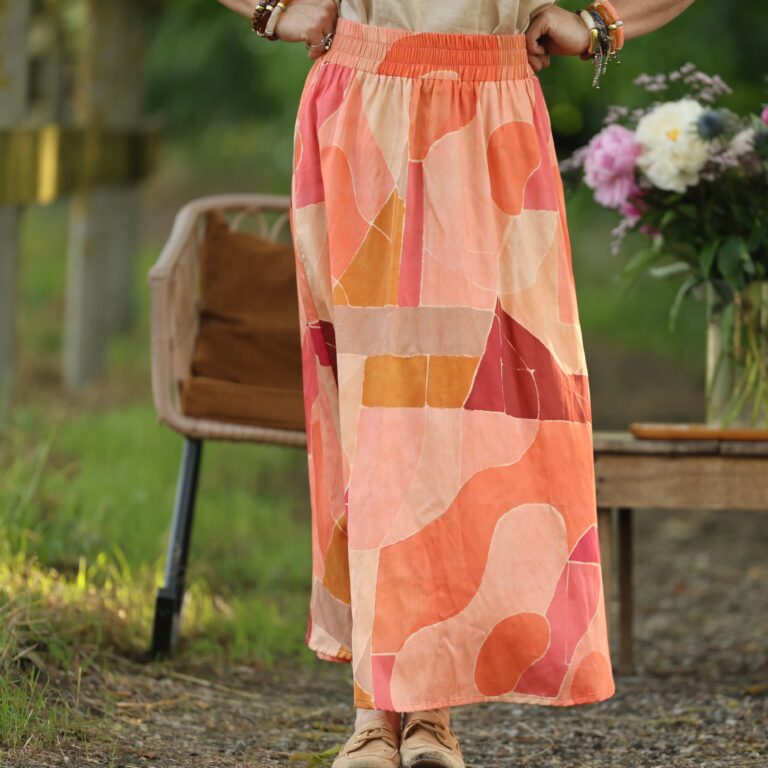 Quintessence - Jupe Tao — Satin de coton Dune Rose – XXXL